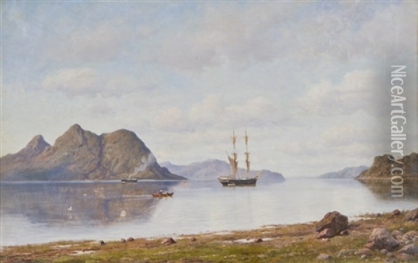 Fjord Landscape Oil Painting - Oskar Conrad Kleineh