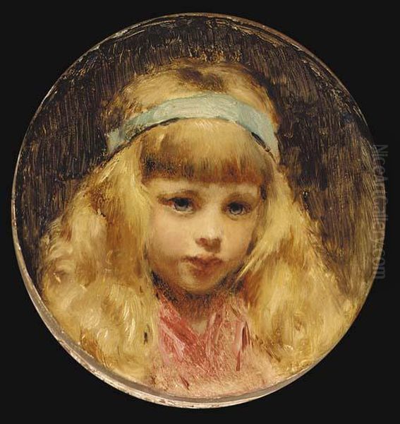 Portrait Of A Young Girl In Blue Headband oil painting reproduction by