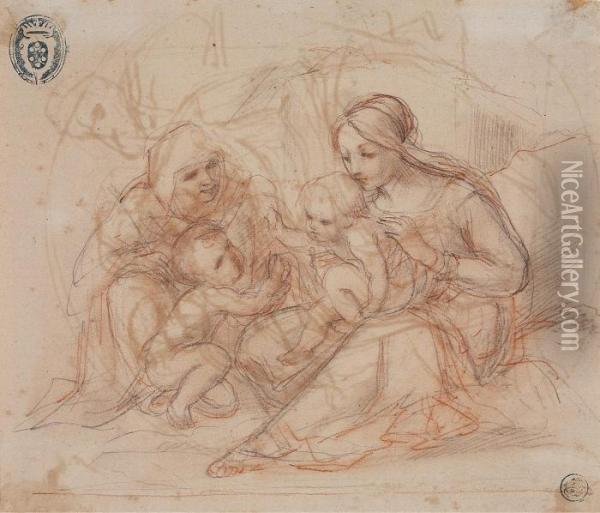 Heilige Familie Mit Anna Und Dem Kleinen Johannes Oil Painting - Louis Dupre