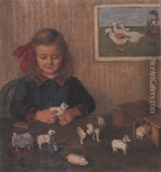 Bildnis Eines Spielenden Madchens Oil Painting - Eduard Schild