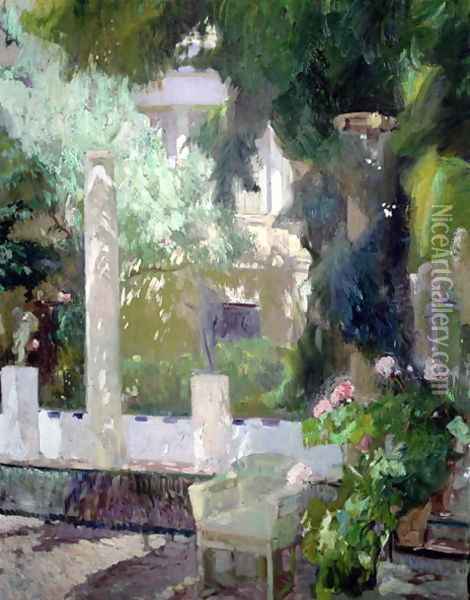 The Gardens at the Sorolla Family House, 1920 Oil Painting - Joaquin Sorolla Y Bastida