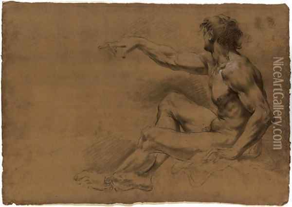 Seated Academic nude Oil Painting - Francesco Monti