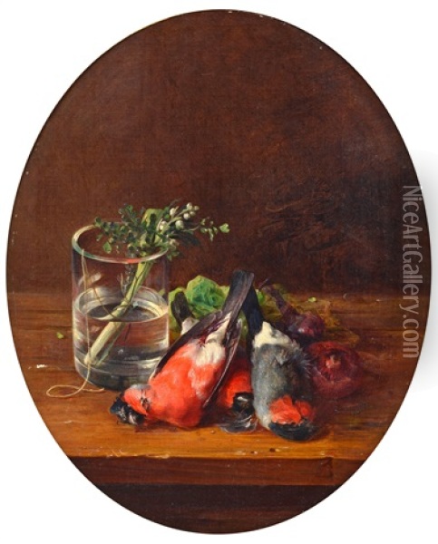 Still Life With Bullfinches Oil Painting - Theodor Lundh