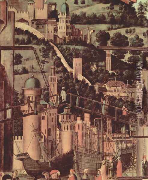 Meeting of the Betrothed Couple and the Departure of the Pilgrims (detail 2) Oil Painting - Vittore Carpaccio