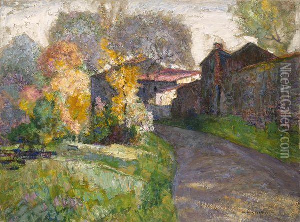  Chemin A L'entree Du Village En Automne  Oil Painting - Victor Charreton