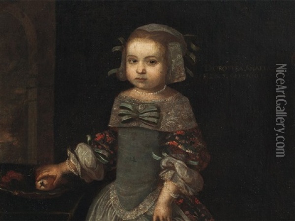 Portrait Of Countess Dorothea Amalie Oil Painting - Johann Jakob Walther