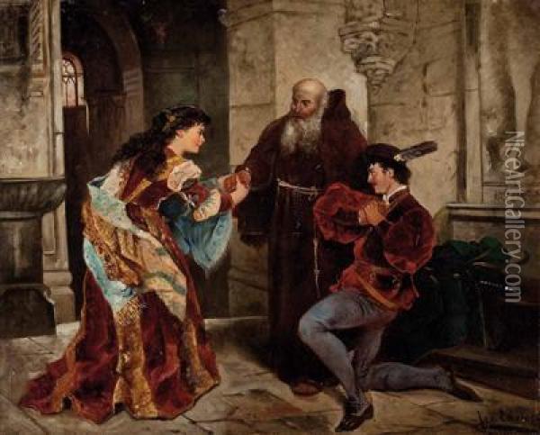 Szene Aus Shakespeares Romeound Julia Oil Painting - Leopold Eberhofer