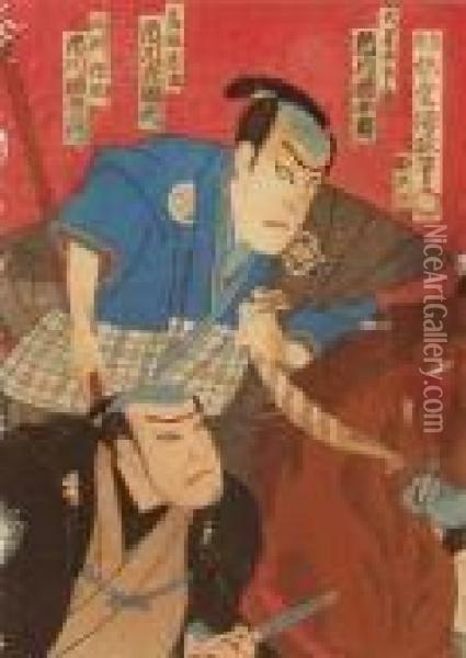 Kabuchi Actor Warriors Oil Painting - Kunisada