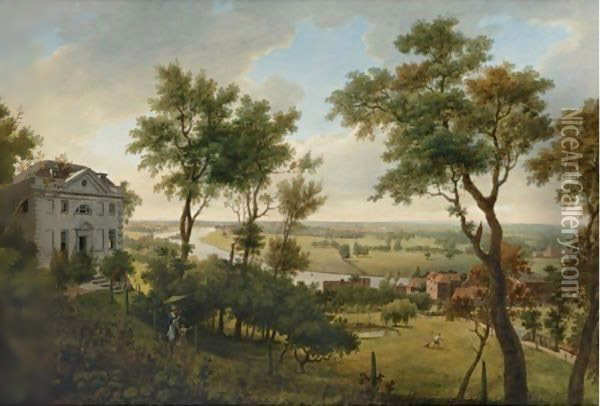 A View From Richmond, Looking Towards Twickenham Oil Painting - William Marlow