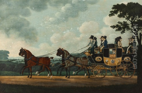The Kettering To London Coach Oil Painting - John Cordrey