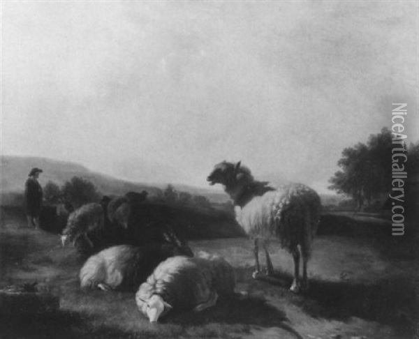 Landschaft Mit Weidenden Schafen Oil Painting - Balthasar Paul Ommeganck