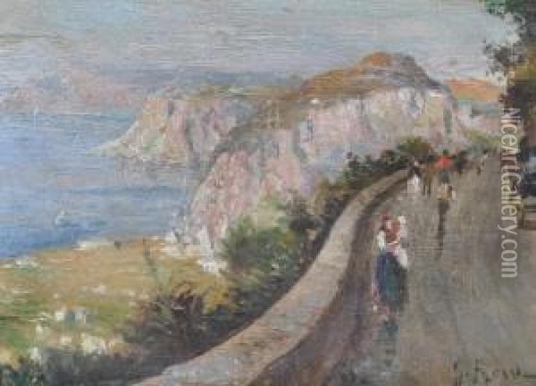 Italian Coastal Scene Oil Painting - Giuseppe Rossi