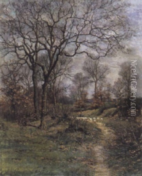 Landschap Met Schaapherder Oil Painting - Alfons de Clercq