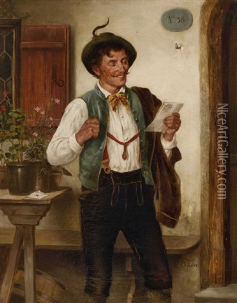 Der Brief Oil Painting - Eugen Ritter von Stieler