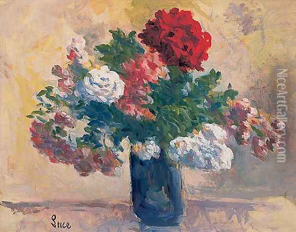 Flowers in a Vase Oil Painting - Maximilien Luce