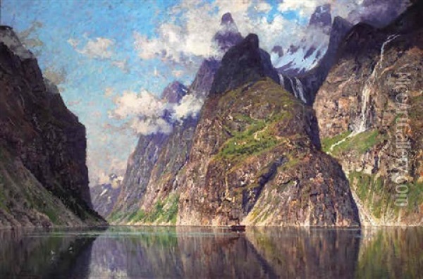 Utsyn Mot En Vestlandsfjord Oil Painting - Adelsteen Normann