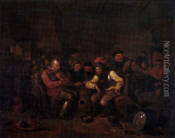 Bauern Und Soldaten In Einer Schenke Oil Painting - Egbert van Heemskerck the Younger