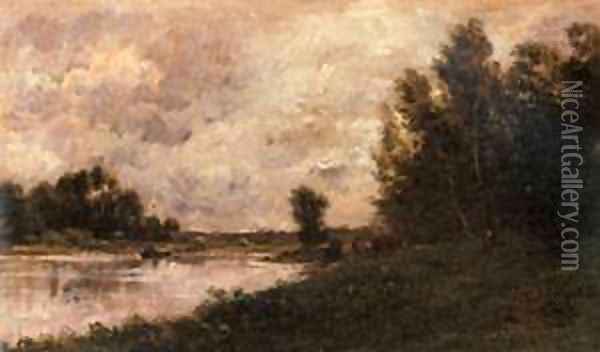 Daubigny Charles Francois Bords De L Oise Oil Painting - Charles-Francois Daubigny