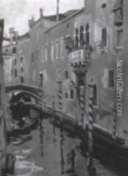 Venetian Canal Scene Oil Painting - Jules Eugene Pages