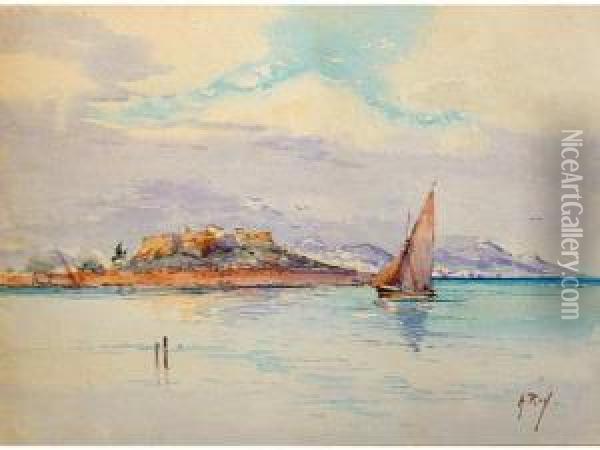 Voilier Devant Un Fort Oil Painting - Alphonse Rey