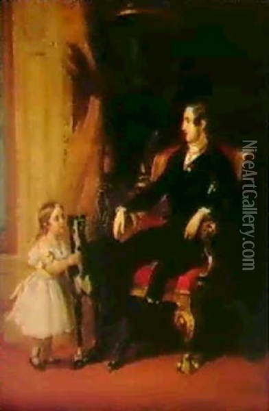 His Royal Highness Prince Albert, The Princess Royal, And   Eos Oil Painting - John Lindsay Lucas