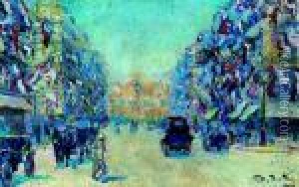 Avenue De L'opera Mit Dem Palais Garnier. Oil Painting - Theodore Butler
