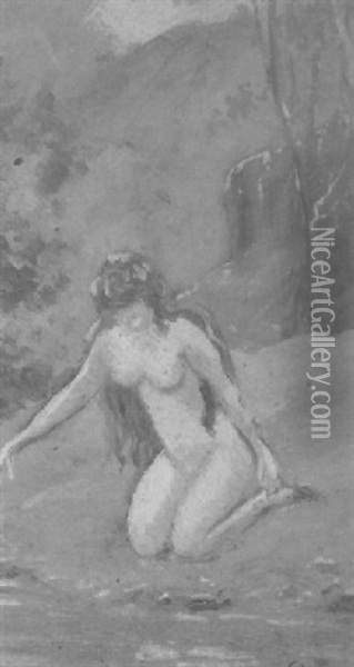Nude By A Waterfall Oil Painting - Louis Michel Eilshemius