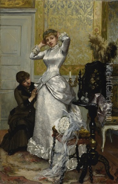 Dressing The Bride Oil Painting - Rudolf Ernst