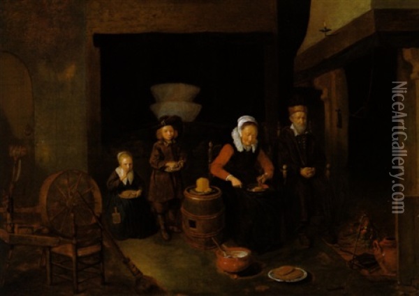 Eine Familie Bei Der Pfankuchen-mahlzeit Oil Painting - Quiringh Gerritsz van Brekelenkam