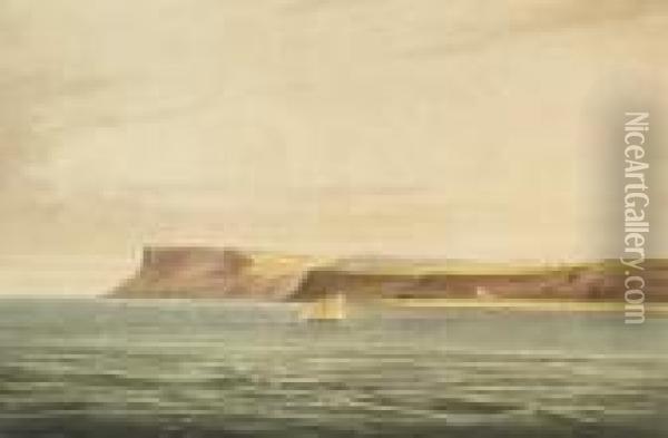 Fairhead From Bally Castle, County Antrim Oil Painting - Andrew Nicholl