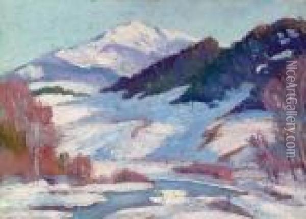 Colorado Landscape, Winter Oil Painting - Ernest Lawson