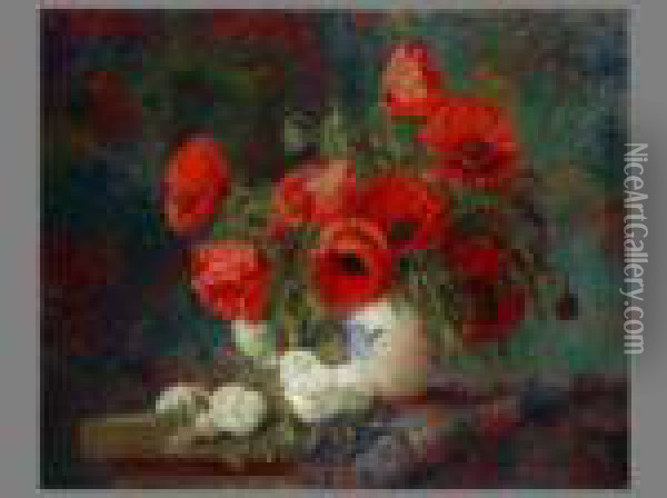 Mohnblumen In Vase Oil Painting - Max Theodor Streckenbach
