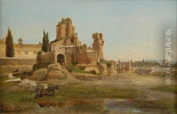Ruins, Rome Oil Painting - Henry A. Ferguson