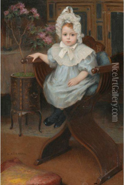 Portrait D'enfant Assis Oil Painting - Etienne Azambre