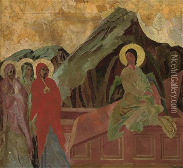 Christ Rising From The Tomb Oil Painting - Roger Fry