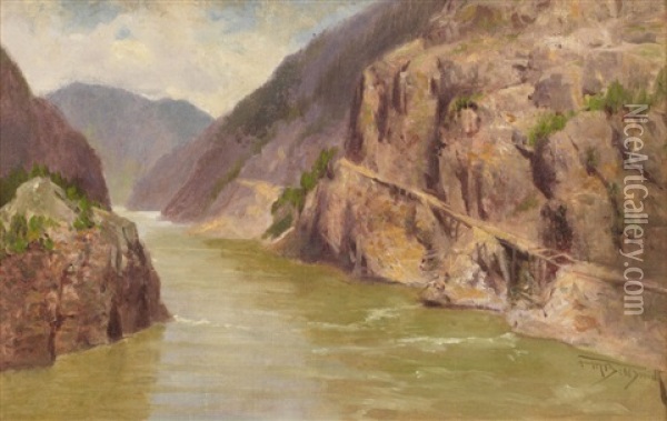 Fraser Canyon Oil Painting - Frederic Marlett Bell-Smith