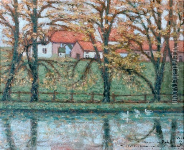 Landschap Met Rivier Oil Painting - William Degouve de Nuncques