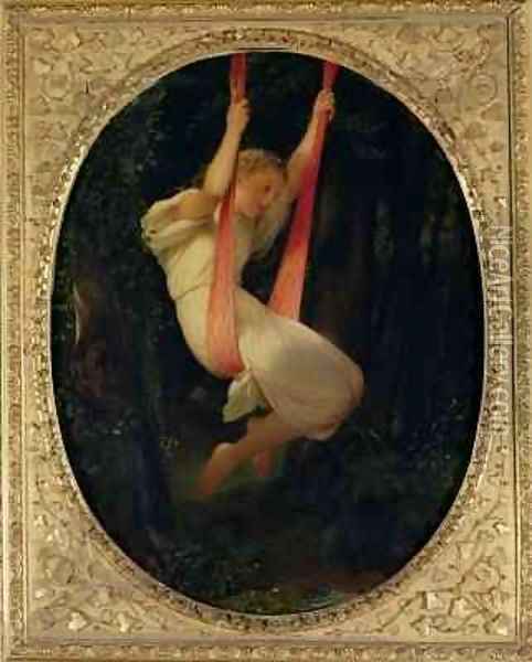 Young Girl on a Swing Oil Painting - Hippolyte (Paul) Delaroche