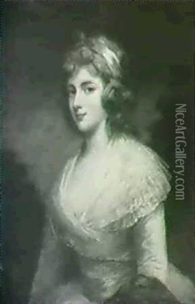 Portrait Of Georgina, Duchess Of Devonshire Oil Painting - Sir John Hoppner