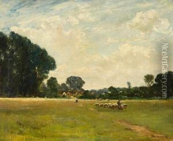 Lowland Meadow Oil Painting - John Muirhead