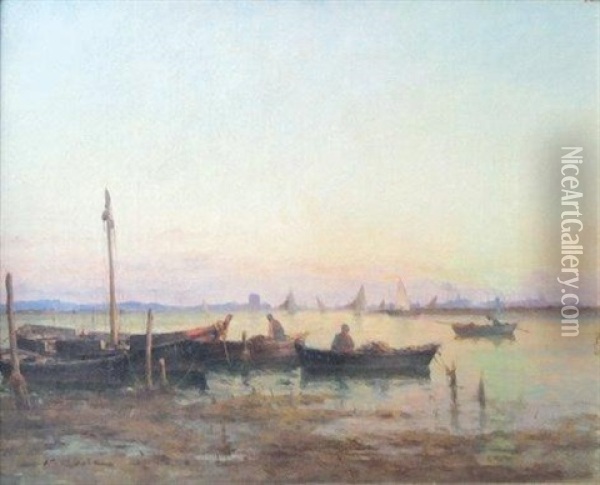 Barques De Pecheur Sur La Greve Oil Painting - Victor Coste