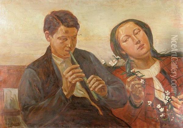 Zasluchana Oil Painting - Wincenty Wodzinowski