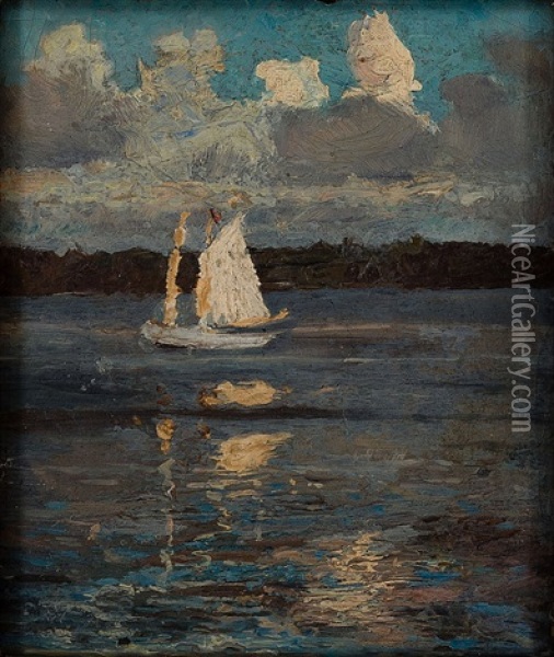 Sailing Oil Painting - Torsten Wasastjerna