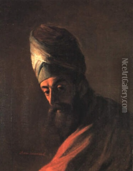 Portrait Of A Turk Oil Painting - Petrus van Schendel