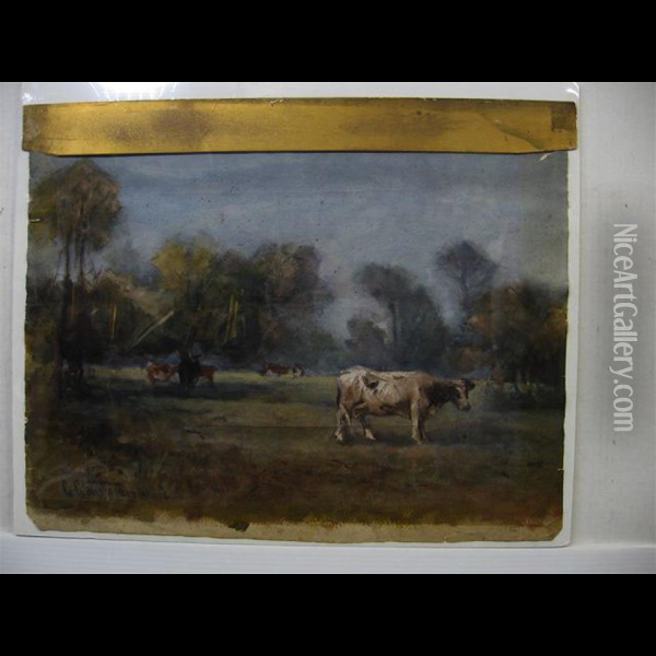 Grazing Cattle Oil Painting - Georges Chavignaud