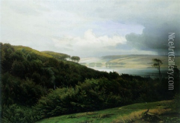 Sommerliche Seenlandschaft Nach Einem Gewitter Oil Painting - Harald Frederick Foss