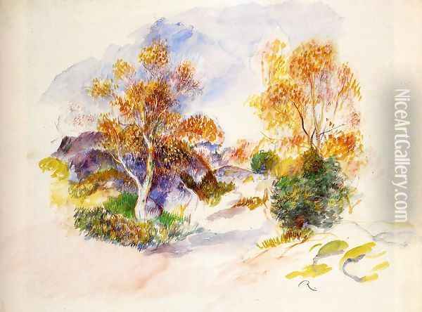 Landscape with Trees Oil Painting - Pierre Auguste Renoir