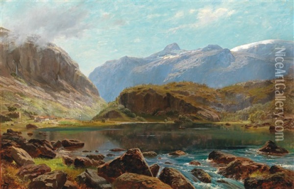Hardanger Fjord Oil Painting - Ferdinand Konig