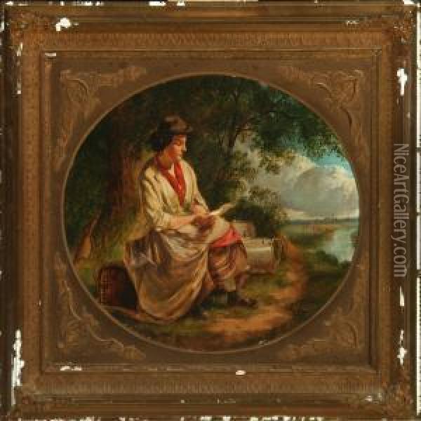 The Dairy Maid Reading Letter Oil Painting - John Joseph Hughes