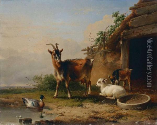 Ziegen Vor Einem Stall Oil Painting - Eugene Joseph Verboeckhoven